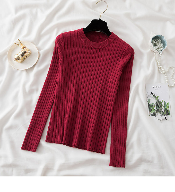 New Round Neck Sunken Stripe Knitwear For Women-Sweaters-Zishirts