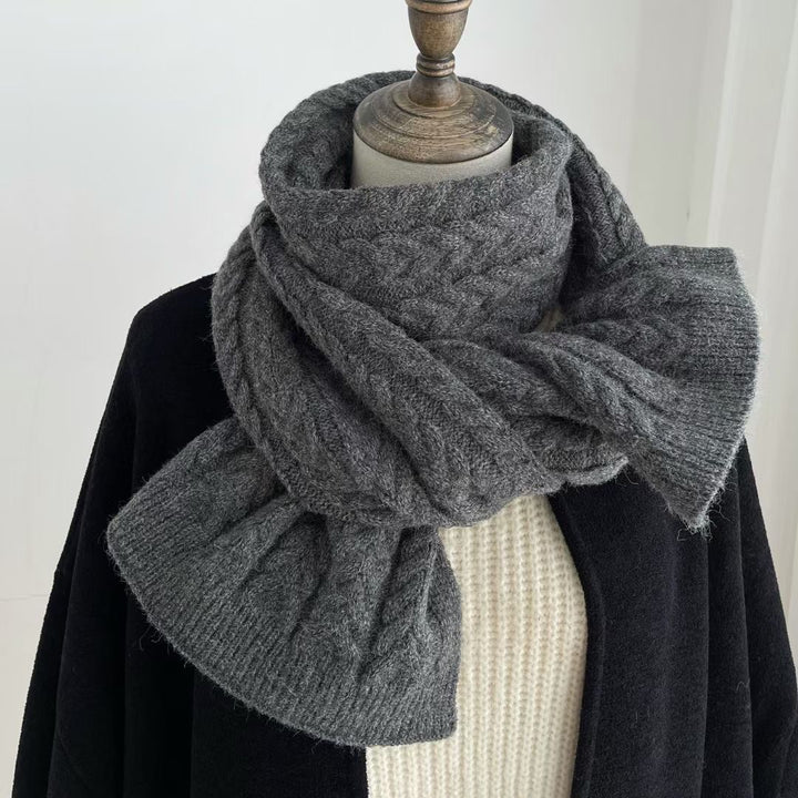 Korean Version Of Solid Color Knitted Wool Warm Scarf In Winter-Scarves & Wraps-Zishirts