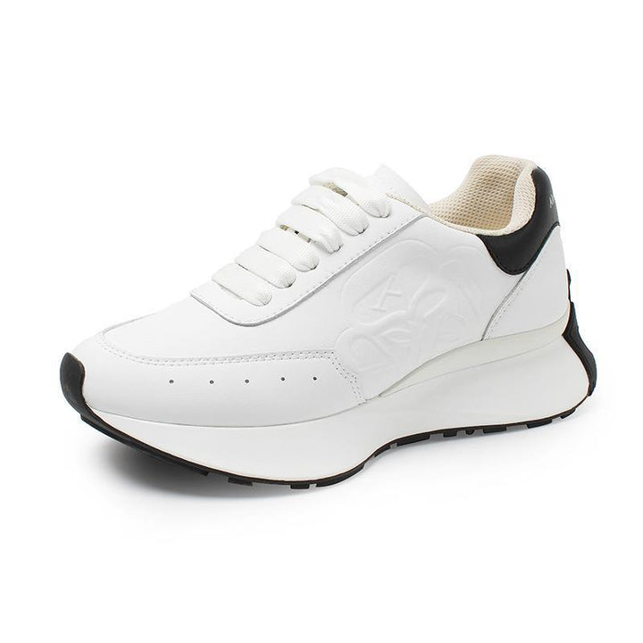 Leather Sports Casual Shoes White Shoes Four Seasons Raise The Bottom Dad Shoes-Womens Footwear-Zishirts