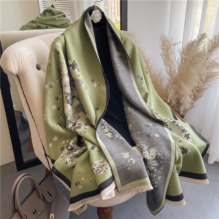 Lady Style Cashmere-like Double-sided Thermal Student Scarf Air Conditioning Shawl-Women's Outerwear 2023-Zishirts