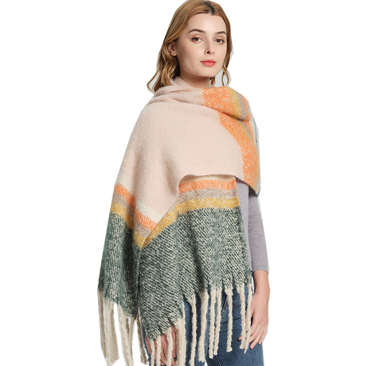 Thickened Circle Yarn Coarse Fringe Mixed Color Scarf-Scarves & Wraps-Zishirts