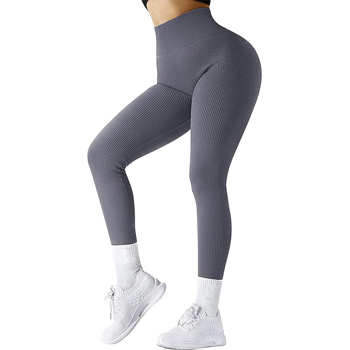 High Waist Seamless Leggings Threaded Knitted Fitness Pants Solid Women's Slimming Sports Yoga Pants Elastic Running Sport Leggings-Women's Outerwear 2023-Zishirts