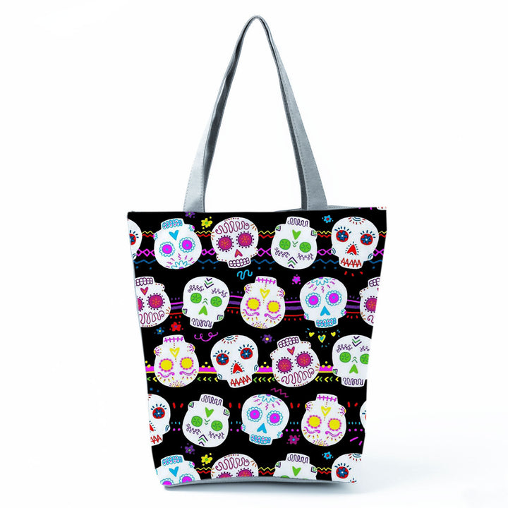 Portable Large Capacity Skull Printed Handbag-Women's Bags-Zishirts