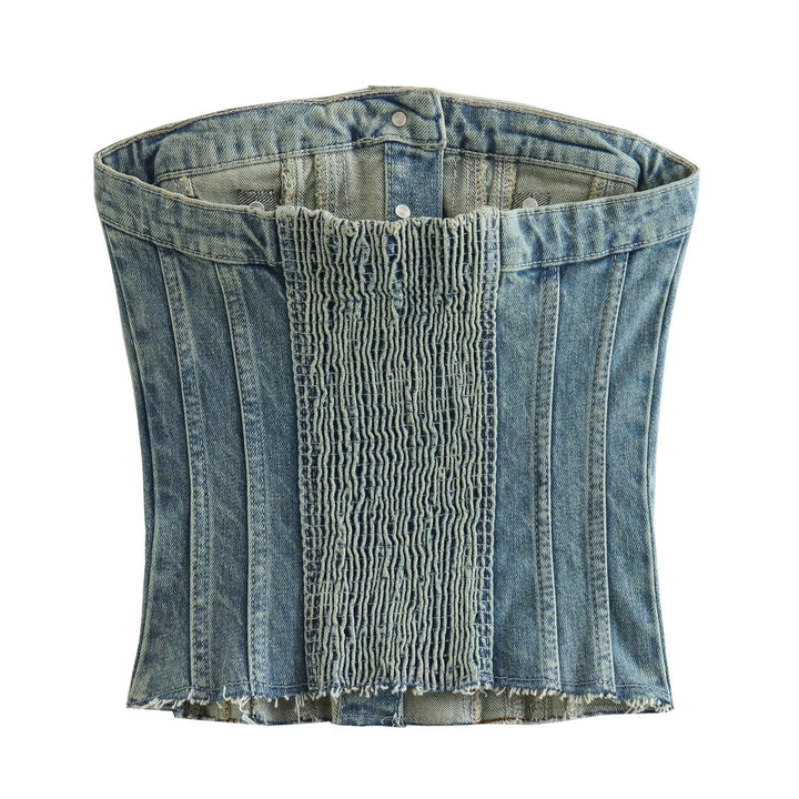 Women's Denim Short Vest Top-Blouses & Shirts-Zishirts