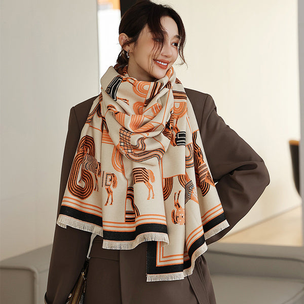 Air-conditioned Room Cashmere-like Talma Student Scarf Thickened Outer Wear-Women's Outerwear 2023-Zishirts