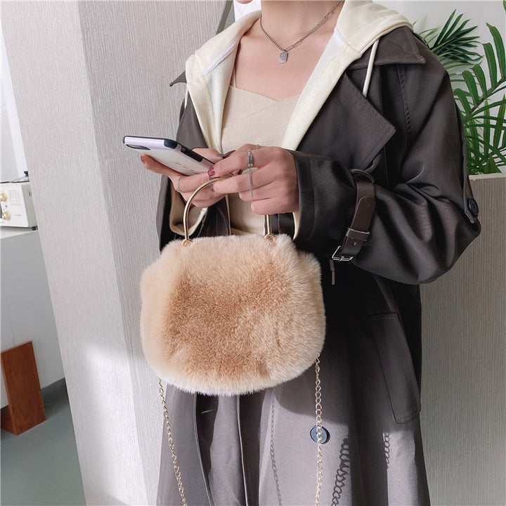 Women's Fashion Chain Plush Crossbody Bag-Women's Bags-Zishirts