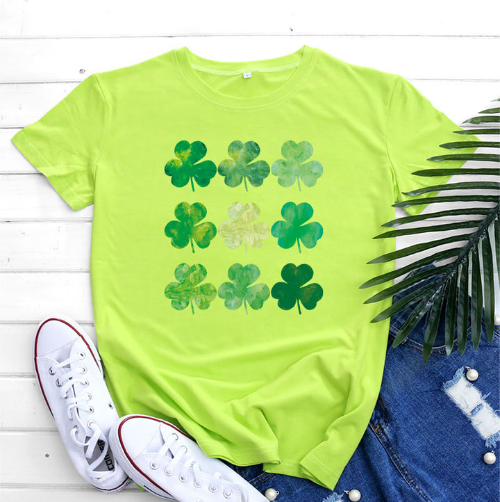 St Patrick's Day Cotton Women's Short Sleeve-Blouses & Shirts-Zishirts