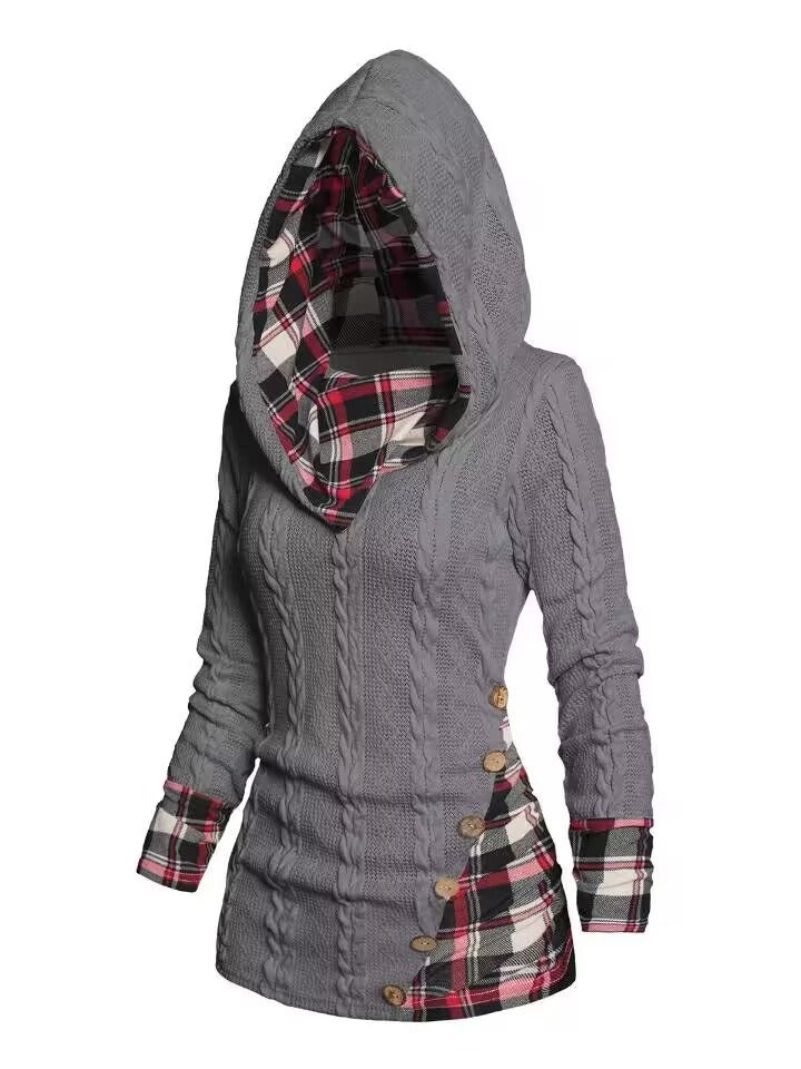 Bedford Cord Hooded Casual Pullover Sweater-Women's Outerwear 2023-Zishirts