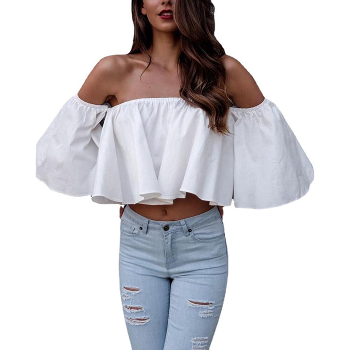 Women's Solid Color Off-shoulder Top-Blouses & Shirts-Zishirts