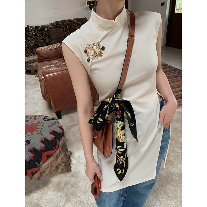 Women's Chinese-style Retro Improved Cheongsam Sleeveless Top-Blouses & Shirts-Zishirts