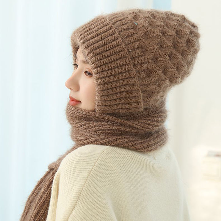 Women's Fleece-lined Scarf And Hat Winter Warm Knitted Hat Scarf-Women's Outerwear 2023-Zishirts