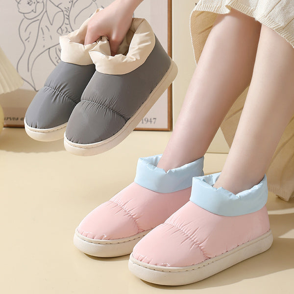 Down Cloth Home Slippers Winter Thickened Warm Cotton Shoes With Back Heel Couple Garden Outdoor Indoor Floor House Shoes Women-Womens Footwear-Zishirts