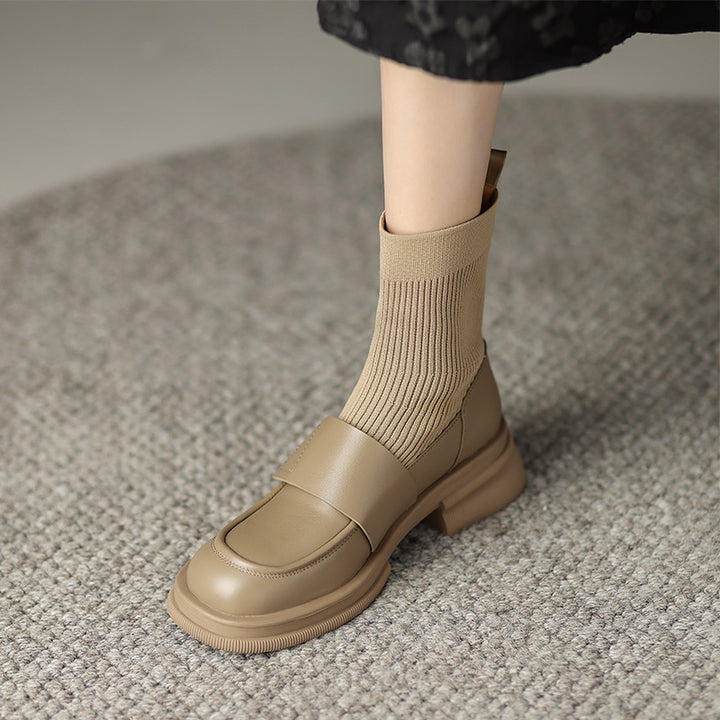 Women's Fashion Simple Thick Heel Stretch Thin Boots-Womens Footwear-Zishirts