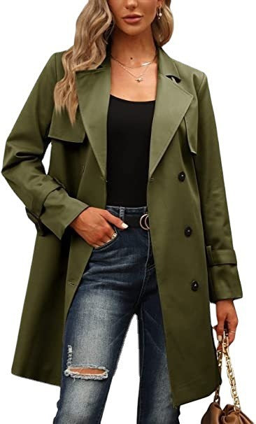 European And American Autumn Women's Double Breasted Fashion Casual Trench Coat-Jackets-Zishirts