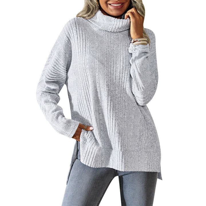 Women's Fashion Casual Turtleneck Fleece Knitted Long-sleeved Top-Blouses & Shirts-Zishirts