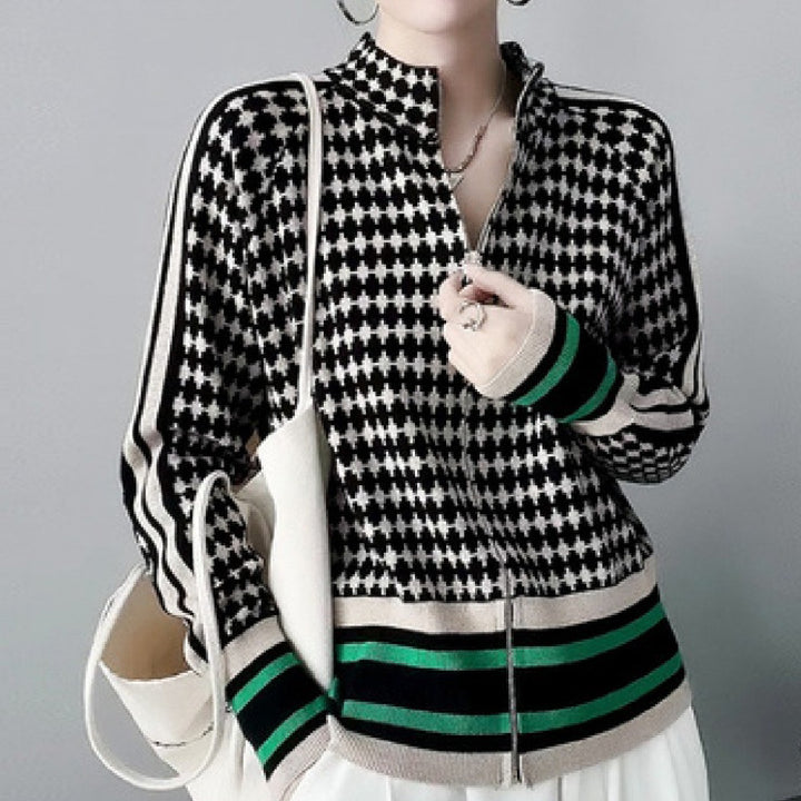 Fashion Plaid Sweater Sweater Coat-Sweaters-Zishirts