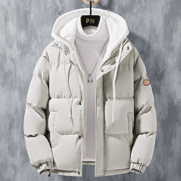 Fashion Hooded Jacket Men Winter Windproof Thickened Fake Two-piece Coat Solid Leisure Sports Cotton Jacket-Womens 2024 March-Zishirts