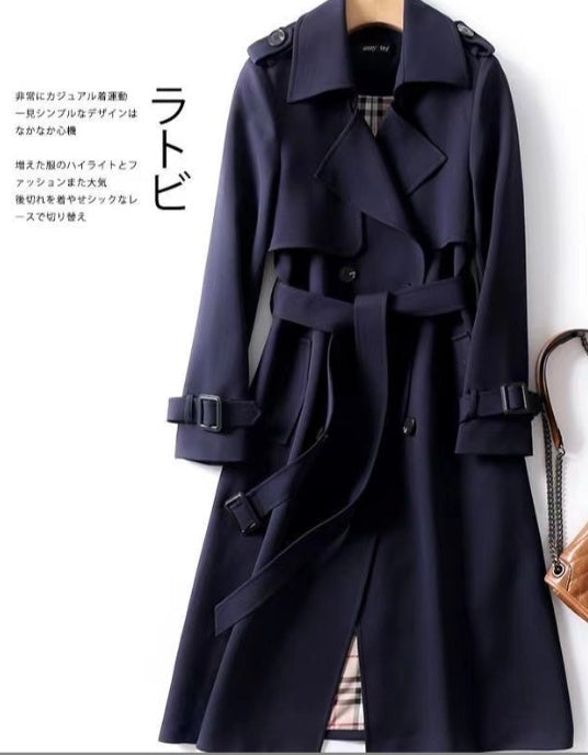 Double-breasted Mid-length Tie Trench Coat-Jackets-Zishirts