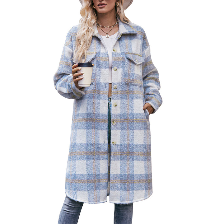 Long-cut Coat Mohair Plaid Coat-Jackets-Zishirts