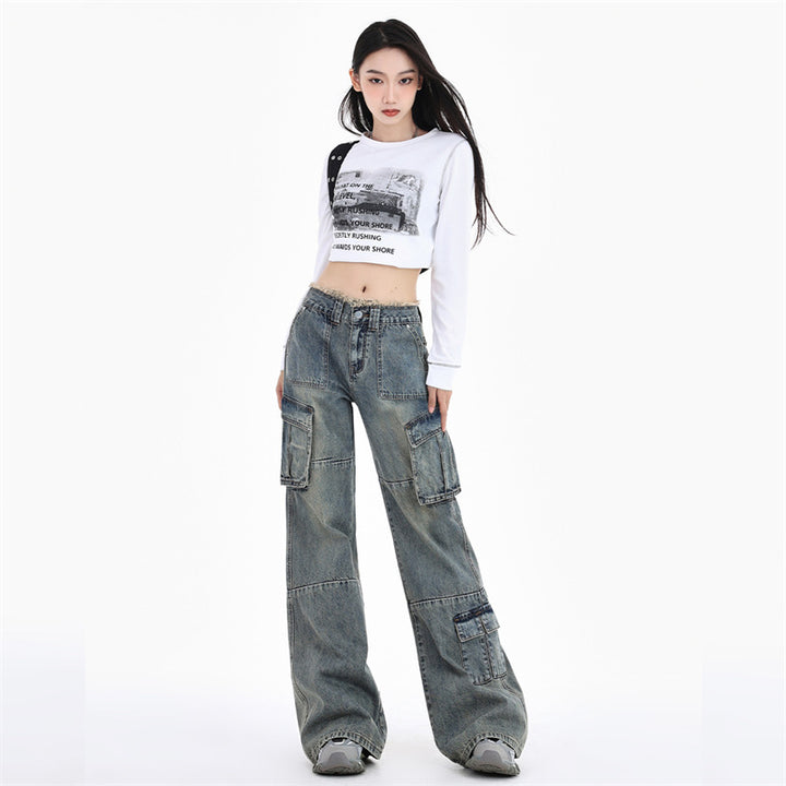 Women's American-style Retro Workwear Jeans-Woman Jeans-Zishirts