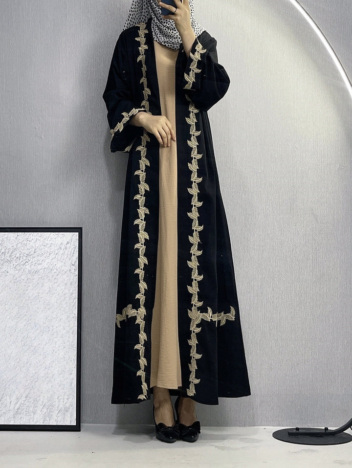 Women's Long Dress Dubai Embroidered Lace Cardigan Robe-Womens 2024 March-Zishirts