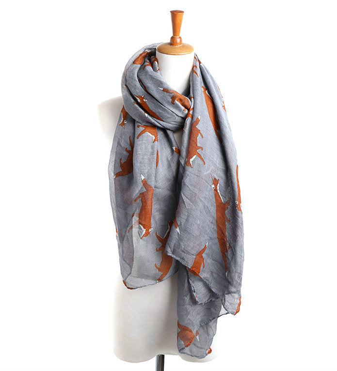 Fall Winter Fashion Korean Style Voile Animal Pattern Fox Scarf-Scarves & Wraps-Zishirts