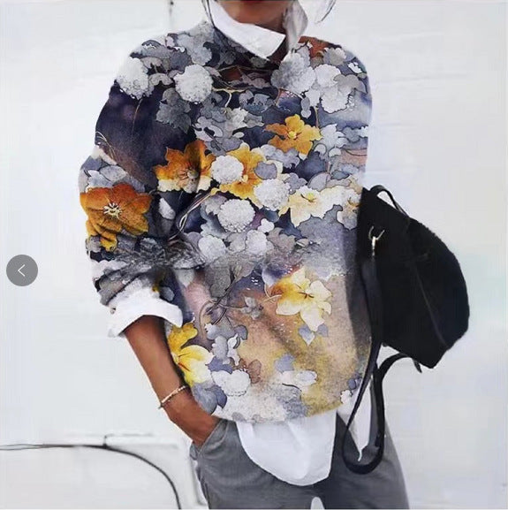 Women's Fashion Flower Printed Loose Top-Women's Outerwear 2023-Zishirts