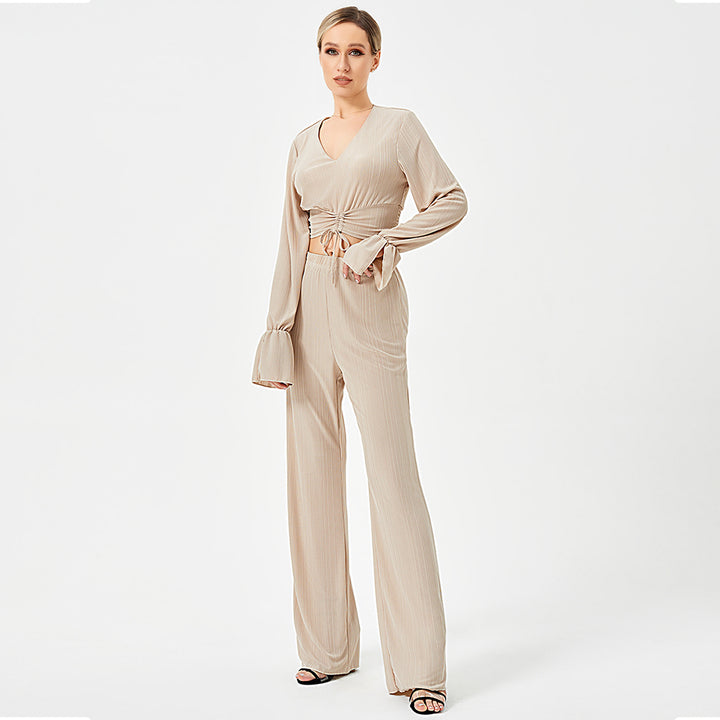 Two Piece Pants Set Long Sleeve Top-Suits & Sets-Zishirts