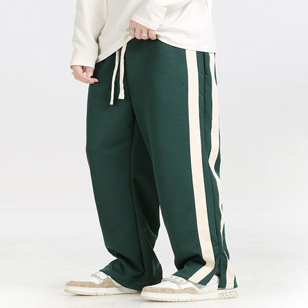 Straight Loose Striped Pendant Wide Leg Mop Pants-Women's Outerwear 2023-Zishirts