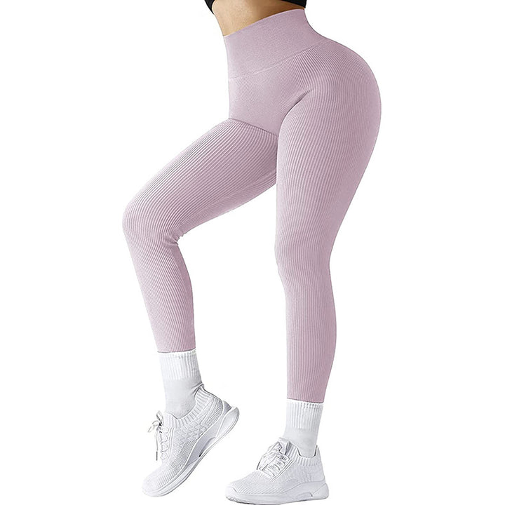 High Waist Seamless Leggings Threaded Knitted Fitness Pants Solid Women's Slimming Sports Yoga Pants Elastic Running Sport Leggings-Women's Outerwear 2023-Zishirts