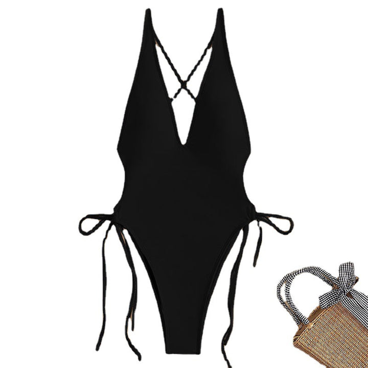 Deep V Beach Bikini Lace-up One-piece Swimsuit For Women-Women's Outerwear 2023-Zishirts