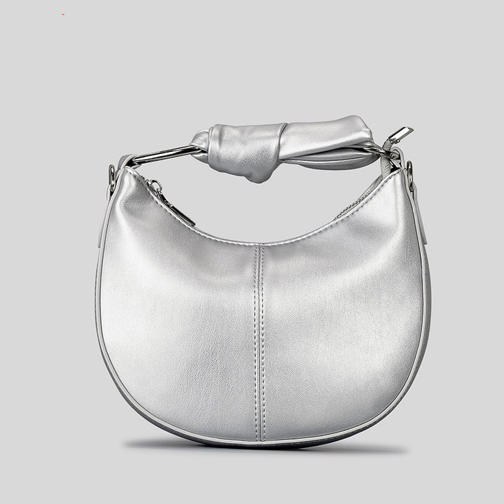 Fashionable Simple Soft Pu Saddle Bag Women's Niche Stitching Knotted Handbag-Women's Bags-Zishirts