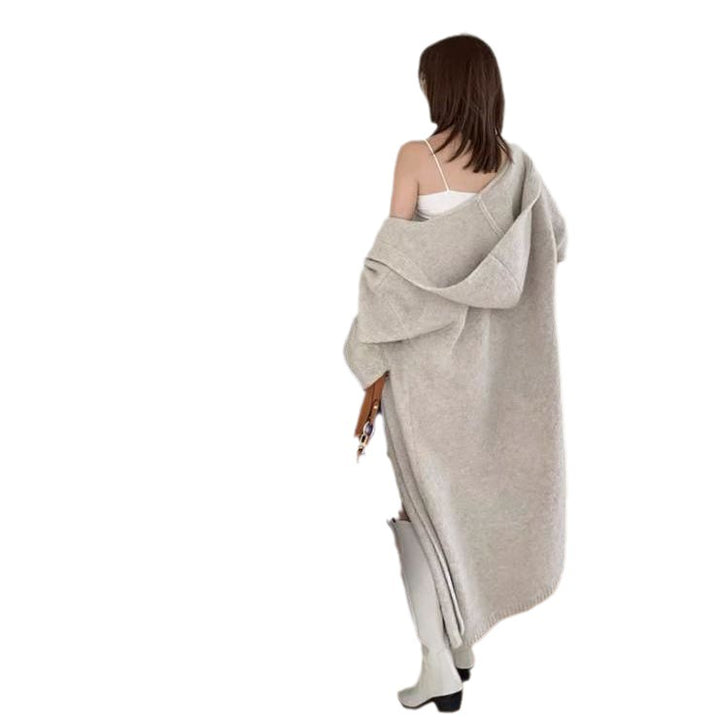 Super Long Soft Glutinous Hooded Sweater Coat Women-Sweaters-Zishirts