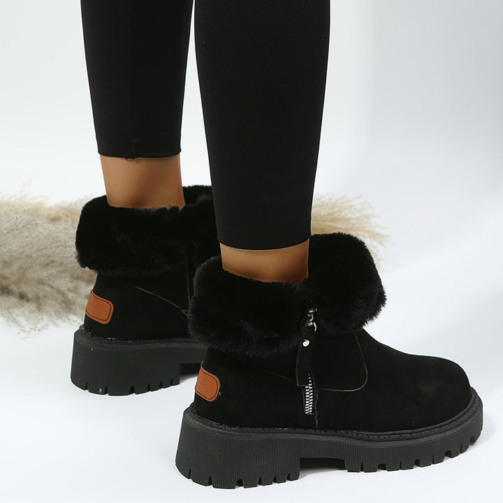 Thick Plush Snow Boots Women Faux Suede Non-slip Winter Shoes-Womens Footwear-Zishirts