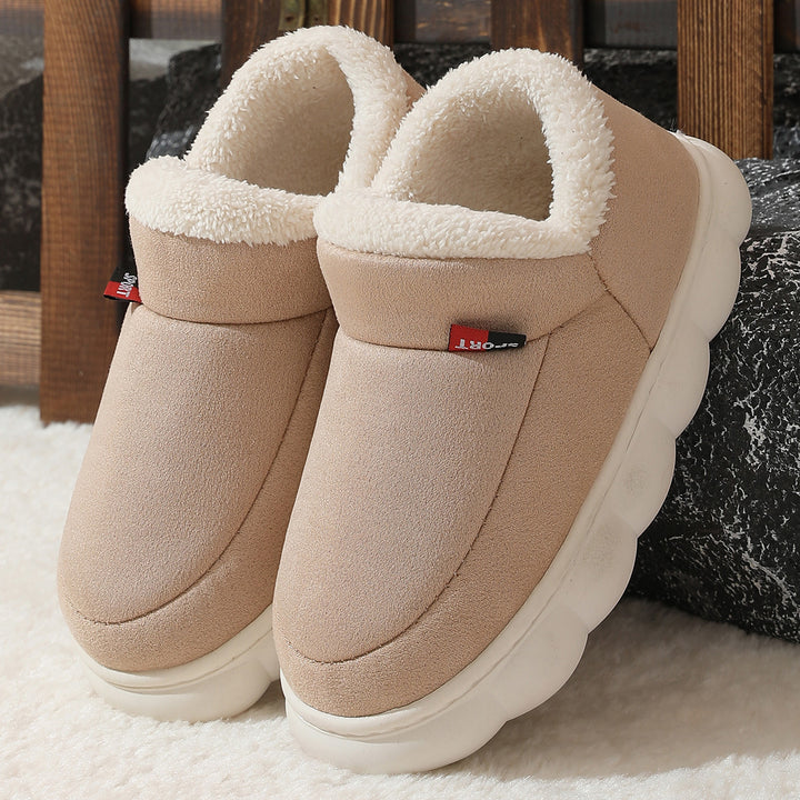 Winter Plush Cotton Shoes Women Men Warm Suede House Shoes For Parents Solid Color Thick-soled Garden Shoes Outdoor-Womens Footwear-Zishirts