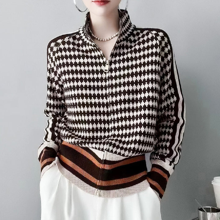 Fashion Plaid Sweater Sweater Coat-Sweaters-Zishirts