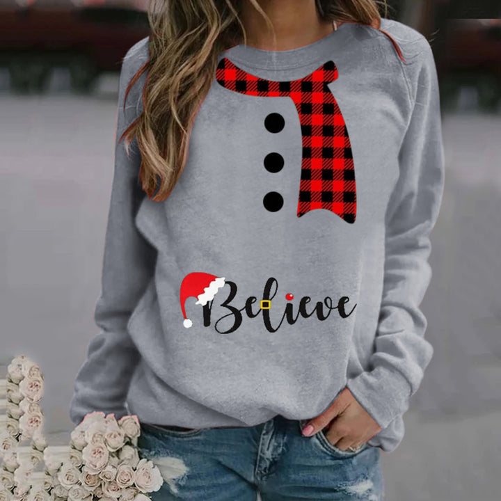 Christmas Pattern Printing Long Sleeve Crew Neck Sweater Women-Women's Outerwear 2023-Zishirts