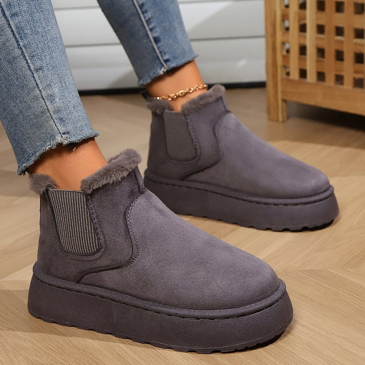 Winter Snow Boots Fashion Flat Thick-soled Cotton Shoes Round Toe Warm Plush Ankle Boot For Women-Womens Footwear-Zishirts