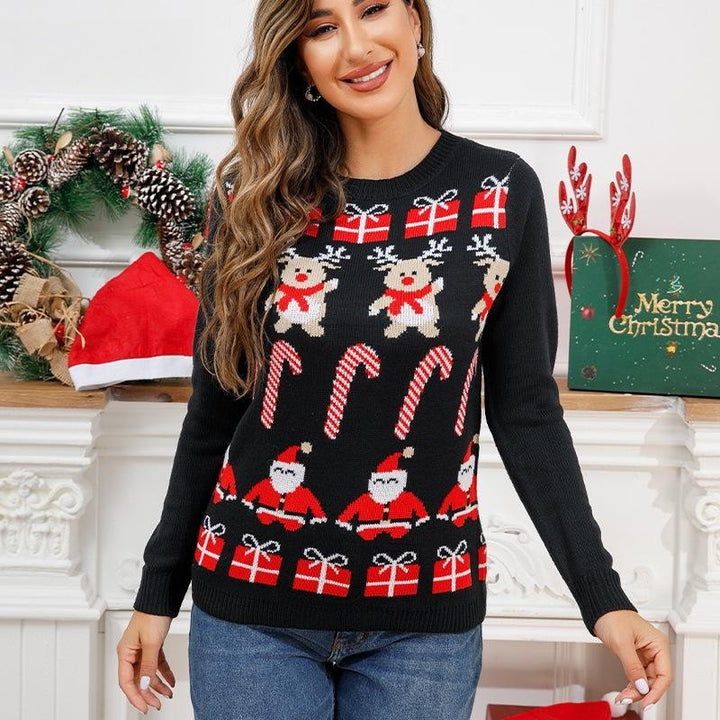 Loose Christmas Sweater Women's Winter Crew Neck Pullover Jacquard-Sweaters-Zishirts