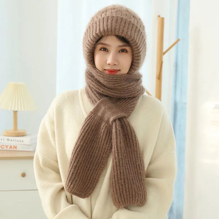 Women's Fleece-lined Scarf And Hat Winter Warm Knitted Hat Scarf-Women's Outerwear 2023-Zishirts