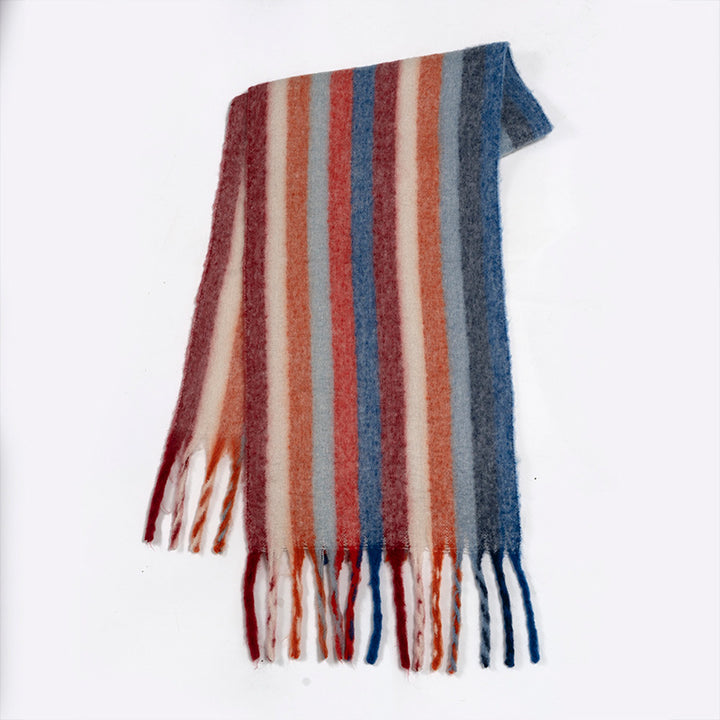 Rainbow Color-blocking Striped Scarf Winter Korean Style-Scarves & Wraps-Zishirts