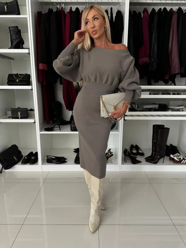 Women's Slim Fit Dress Oversized Knit-Lady Dresses-Zishirts