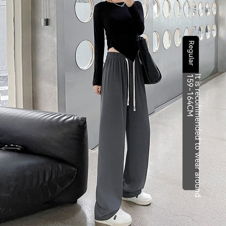 High Waist Straight Draping Effect Pants-Suits & Sets-Zishirts