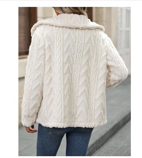 Double-sided Plush Large Lapel Casual Cardigan Coat Women-Sweaters-Zishirts