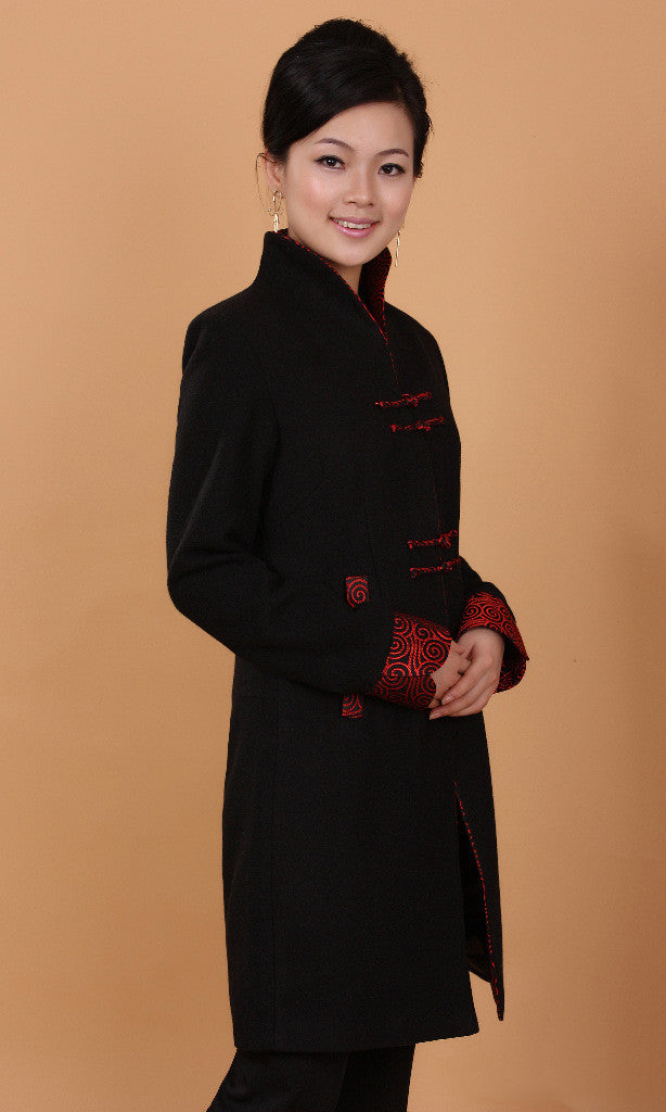 Autumn Ethnic Style Women's Retro Wool Mid-length Trench Coat-Women's Outerwear 2023-Zishirts