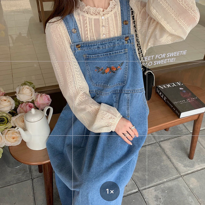 Women's Denim Suspender Skirt Retro Waist-controlled Loose-Womens 2024 March-Zishirts