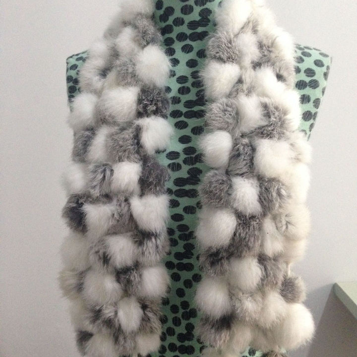 Four-row Ball Rabbit Fur Scarf-Scarves & Wraps-Zishirts