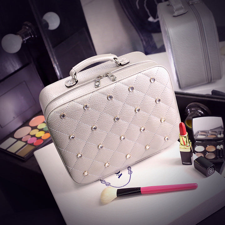 High-end Cosmetic Case With Diamond Cosmetic Bag PU Portable-Women's Bags-Zishirts