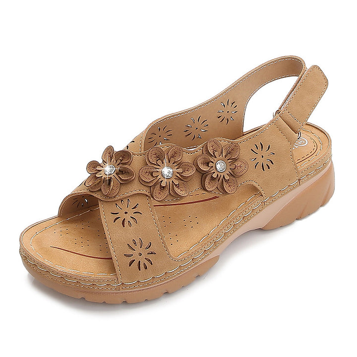 Women's Flower Round Toe Casual Sandals-Womens Footwear-Zishirts