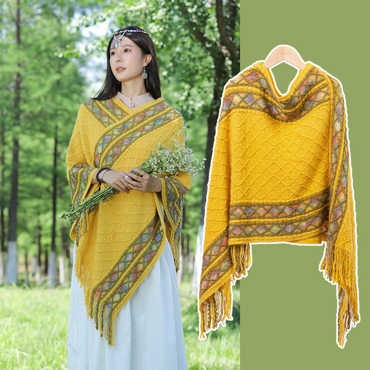 Autumn And Winter New Ethnic Style Shawl Travel Tassel Cloak-Scarves & Wraps-Zishirts